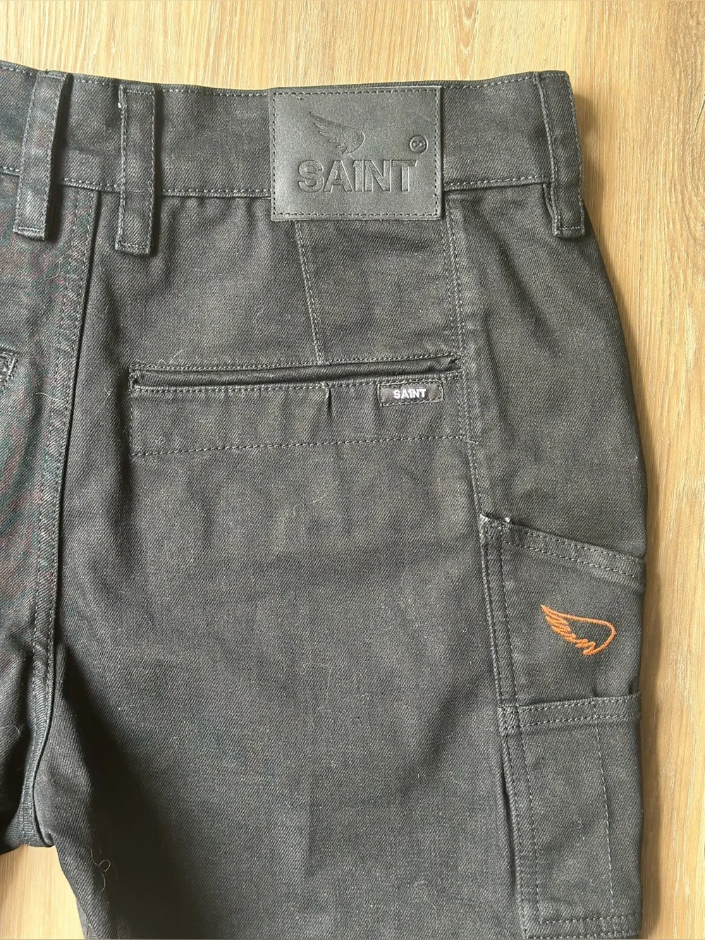 Sa1nt Black Twill Shorts 6247-Smp Heavy Duty Dyneema Moto Work Shorts 34